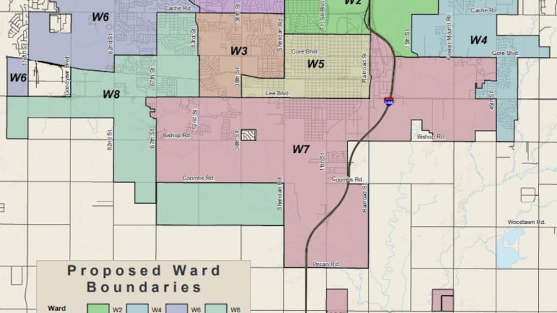 This is the proposed redistricting map for Lawton. Public comments will be heard at a meeting...