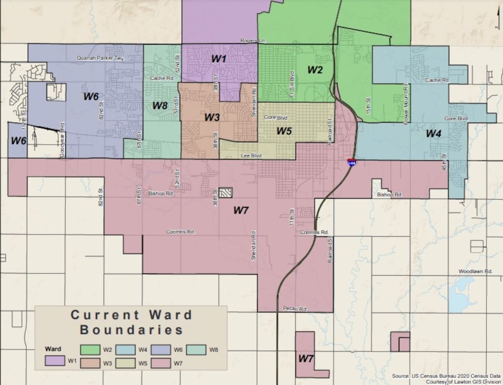 This is the current ward map for the City of Lawton.