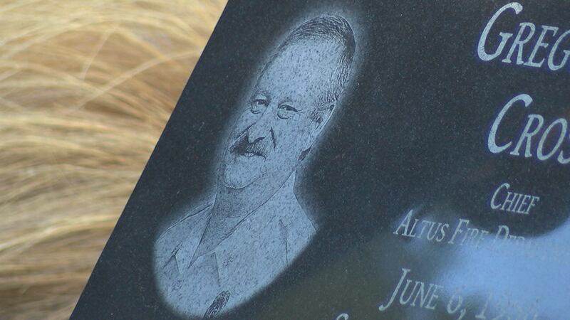 Late Altus Fire Chief Greg Cross was memorialized at the Jackson County First Responder Memorial.